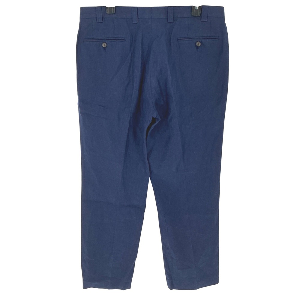 Lauren‎ Ralph Lauren Mens Linen Dress Pants Navy Blue Flat Front Size 36x30 - Picture 4 of 6